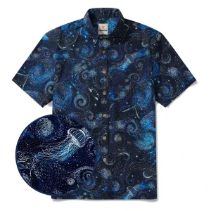 Men Women Galaxy Print Casual Hawaiian Shirts Couple Tropical Beachwear OEM ODM