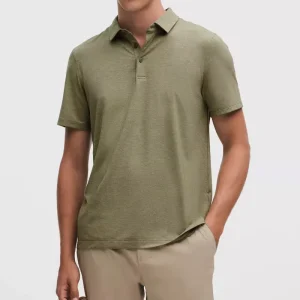 Men’s Casual Golf Wear Solid Customized Heat Transfer Printed Front Logo Breathable Spandex Polyester Short Sleeve