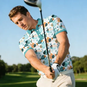 Men’s Golf Clothes Quick Dry UV Protection UPF50 Outdoor Performance Button up Short Sleeves Polo Shirts