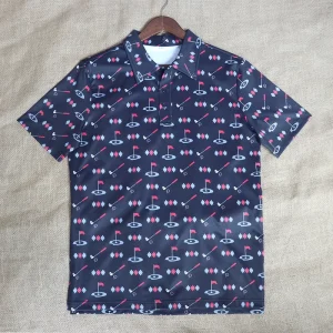 Men’s Golf Performance Clothing Polyester Quick Dry Cooling Summer Sportswear Custom Printed Golf Polo Shirt OEM Logo