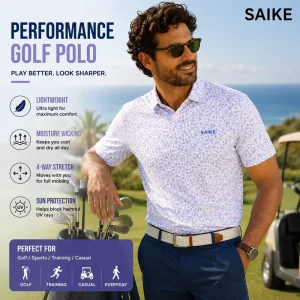 Men’s Golf Polo Shirt Custom Logo Breathable Quick Dry Polyester Spandex Performance Apparel OEM Manufacturer Factory