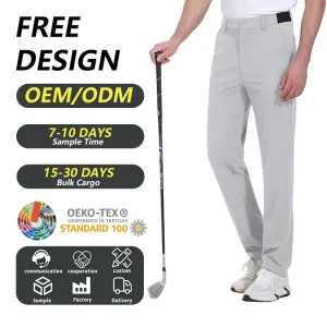 Men’s Golf Straight Pants Light Grey Business Casual Pants for Golf Team and Enterprise Team Clothing Customization