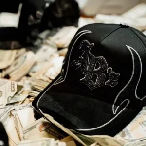 Men’s Gorras Curved Middle Crown Bandy Embroidered Sports Hat Black Suede Brim Visor 5 Panel