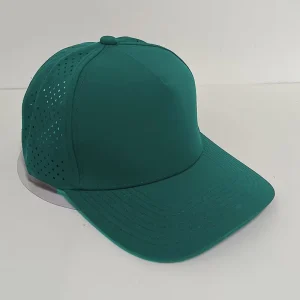 Men’s Laser Cut Perforated Cap Custom Rubber PVC Logo 5 Panel Waterproof Snapback Baseball Performance Golf Hat