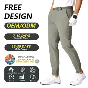Men’s Lightweight Dry Golf Pants Casual Style Mid-rise Straight-leg Golf Trousers OEM Customized Sport Pants