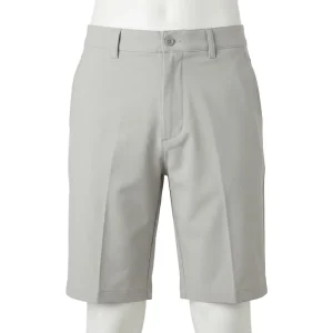 Men’s Performance Golf Shorts Light Stone Gray Stretch Flat Front Straight Fit 9 Inch Inseam