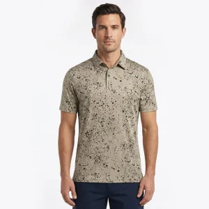 Men’s Polo Shirt All-over Splatter Print 4-Way Stretch Soft Breathable Short Sleeve Performance Golf Polo Apparel