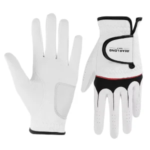 Men’s Premium Left Hand Custom Logo Cabretta Leather Golf Gloves with Painted Technique and Silk Screen Printing