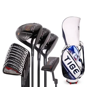 Men’s Professional Golf Clubs Complete Set for Beginner Intermediate Players Carbon Fiber Shafts Model 901 Black Classic R Flex