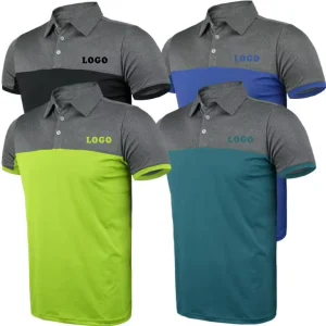 Men’s Quick Dry 100% Polyester Microfiber 140GSM Anti-Shrink Custom Golf Polo Shirts with Silk Screen Printing