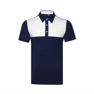 Men’s Solid 100% Cotton Breathable Durable Golf Shirts with Brand Logo