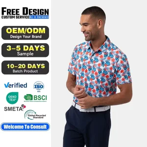 Men’s Sportswear Golf Shirts Bulk Custom Logo Breathable Lightweight Quick Dry Performance Uniform Manufacturing Golf Polo Shirt