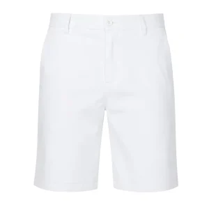 Men’s Summer Golf Shorts Crisp Optic White Spandex Polyester Nylon Blend Lightweight Flat Front Classic Straight 9 Inch