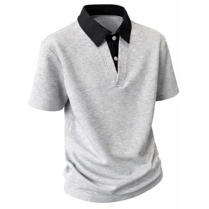 Men’s T Shirt Contrast Collar Short Sleeve Tee OEM ODM Manufacturer Factory Price Bulk Smart Casual Golf Tops