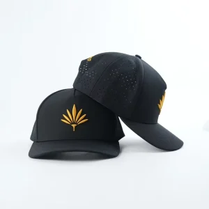 Men’s Unisex Waterproof Embroidered Logo Laser Hat Cooling Performance Curved Bill Laser Cut Polyester Golf Black Baseball Sport