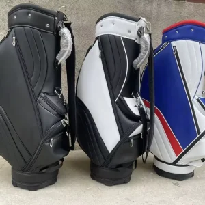 Men’s and Women’s PU Waterproof Golf Stand Bag with Ball Cap and Leather Golf Bag for Travel