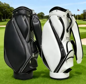 Men’s and Women’s PU Waterproof Golf Stand Bag with Ball Cap and Leather Golf Bag for Travel
