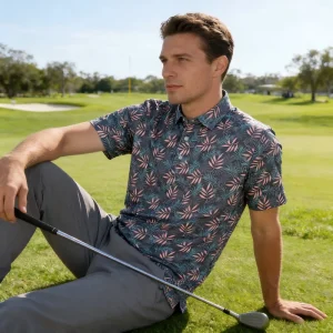 Men’s for Shirts Jersey Print Short Sleeve Quick Dry Moisture Wicking UV Protection Breathable Stretch Fabric Golf Apparel