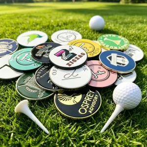 Metal Luxury Magnetic Etched Custom Golf Ball Divot Marker Set Personalized and 3D Embroidery, Golf Hat Necklace for Engraving