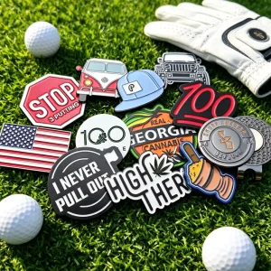 Metal Luxury Magnetic Etched Custom Golf Ball Marker Personalized and 3D Embroidery, Golf Hat Necklace for Engraving
