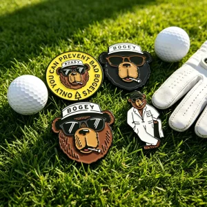Metal Luxury Magnetic Etched Custom Leather Golf Ball Marker Set Personalized and 3D Embroidery, Golf Hat Necklace for Engraving