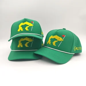 Microfiber Sport Cap Blank Design 3D Embroidery Logo Green Baseball Cap Custom Perforated Golf Hats Laser Holes Caps