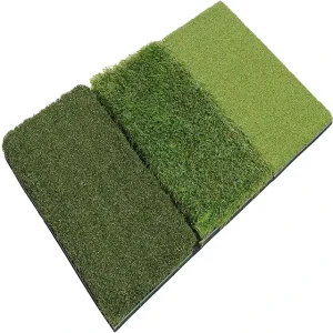 Mini 3-in-1 Foldable Tri-Turf Golf Hitting Mat with Tees for Indoor and Outdoor Training