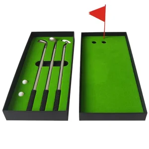 Mini Desktop Golf Pen Set With Putting Green Club Ballpoint Pens Executive Business Gift Souvenir for Golf Enthusiasts