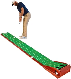 Mini Foldable Practice Plastic Base Indoor Outdoor Golf Putting Mat With Auto Ball Return Carpet