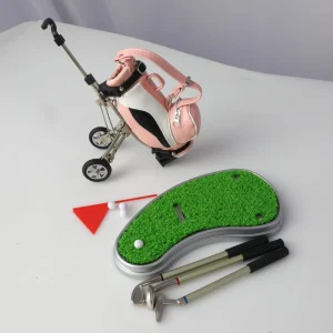 Mini Golf Ball Bag Pen Holder PU Leather Durable Black White Novelty Desk Decoration Gift Office Accessory