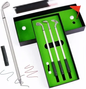 Mini Golf Club Ballpoint Pen Golfers Gift Box Set Desktop Golf Pen Gift Set