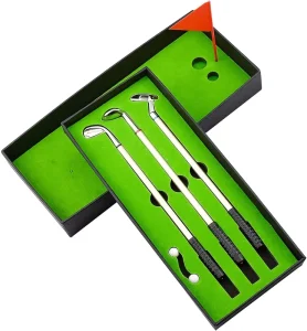 Mini Golf Club Pen Set Gifts for Man Dad Funny Office Souvenir Birthday Gifts for Boss Coworker Unique Novelty Golf Game Desktop