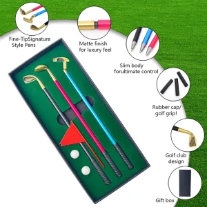 Mini Golf Pen Set Gift Box Desktop Golf Putter Novelty Golf Gift for Men Business Holiday
