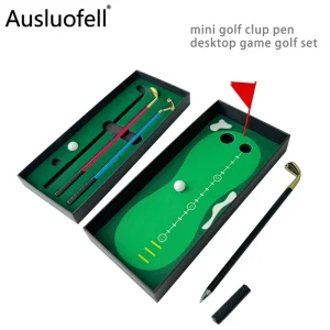 Mini Golf Pen Set Gift Box Desktop Golf Putter Novelty Golf Gifts for Men Kids Business Holiday Gift