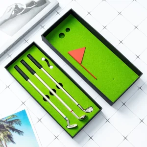 Mini Golf Pen Set for Promotional Gift 3 Ink Colors Desktop Stress Reliever Birthday Present Idea