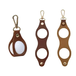 Mini Leather Golf Storage Bag Keychain Lightweight Golf Ball Pouch Hanging Golf Accessory for Golf Lovers