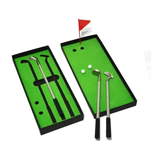 Mini Metal Golf Court Pen Gift Sets 3 Golf Club Pens 2 Mini Balls 1 Flag
