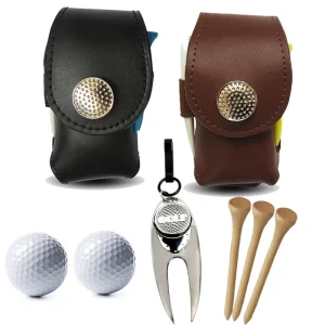 Mini Pocket Leather Golf Ball Storage Pouch Portable Golf Waist Holder Bag
