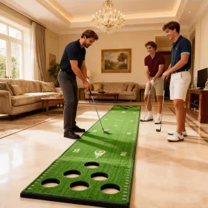 Mini Size 12 Hole Golf Training Aids Mini Golf Mat 45*305cm Golf Putting Green Golf Beer Game for Backyard