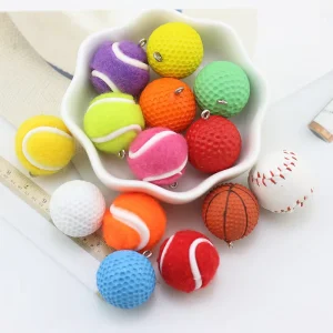 Mini Tennis Baseball Basketball Golf Key Chain Pendant DIY Sports Charms for Jewelry Making Various Ball Charms Accessories