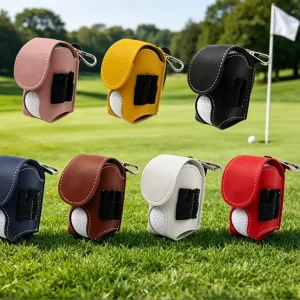Mini Waterproof Golf Bag PU Leather Golf Ball Pouch Portable Belt Waist Tee Holder Storage Bag Golf Accessory for Golfers