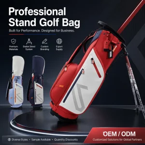 Minimalist Blue White Golf Stand Bag Waterproof PU Leather Multi Functional Convenient Bag