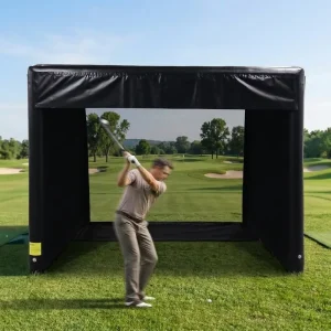 Mobile Portable Golf Simulator Hitting Cage Screen Inflatable Training Tent