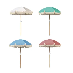 Modern 2M Bali Boho Beach Umbrella Custom Wooden Pole with Tassels Outdoor Garden Furniture for Park Use Made of Polyester Wood