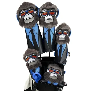 Monkey Design Golf Club Head Covers 3D Embroidery PU Leather Driver Wood Cover Set for Professional Clubs Funny Gifting