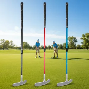 Multi Color Factory OEM logo 2 Segment Double-sided Golf Putter Unisex Silicone Head Adjustable Aluminum Shaft Mini Golf Clubs