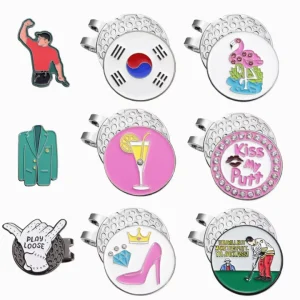 Multi Design Metal Enamel Golf Hat Clip Detachable Ball Marker Magnetic Ball Mark Accessory for Golfer Fan Gift Set