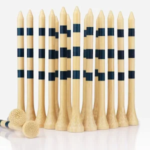 Natural Bamboo Striped Golf Tees Silk Screen Printed Logo Multifunction Mixed Size Club Supply