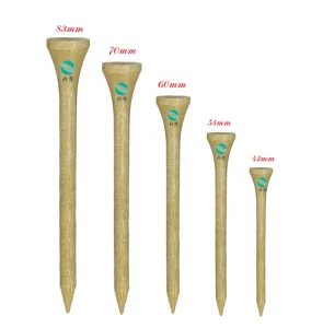 Natural Bamboo Wood Golf Tees Custom Logo & Color Printable Standard Size Promotional Use Golf Training Accessories