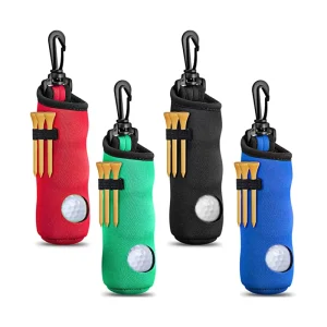 Neoprene Golf Ball Pouch Holder Bag with Tee Holder Carabiner Clip Portable Golf Accessories Custom Logo OEM